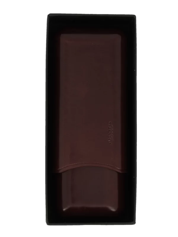 Étui à cigares Montes Vienne double en cuir marron foncé – avec sa boîte, accessoire haut de gamme.