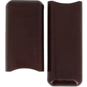 Étui à cigares Montes Vienne double en cuir marron foncé – ouvert, accessoire pratique et élégant.