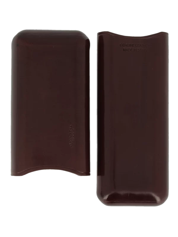 Étui à cigares Montes Vienne double en cuir marron foncé – ouvert, accessoire pratique et élégant.