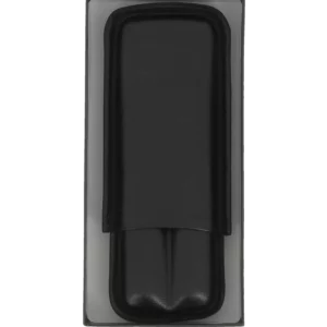 Étui à cigares Sareva double en cuir noir – coffret ouvert, accessoire de luxe.