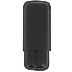 Étui à cigares Sareva double en cuir noir – vue arrière, accessoire raffiné.