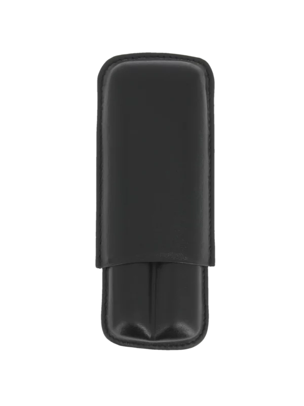 Étui à cigares Sareva double en cuir noir – vue arrière, accessoire raffiné.