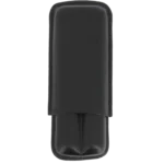 Étui à cigares Sareva double en cuir noir – vue avant, accessoire haut de gamme.