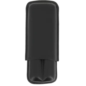 Étui à cigares Sareva double en cuir noir – vue avant, accessoire haut de gamme.