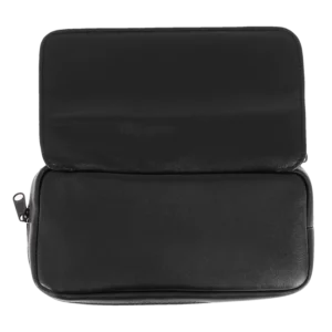 Blague à tabac Dunhill cuir flap noir ouverte vue de dos – Accessoire pipe de luxe chez A La Civette