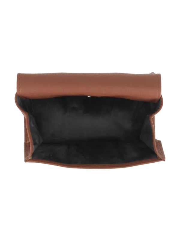 Blague à tabac Dunhill cuir terracotta ouverte – Accessoire à pipes de luxe chez A La Civette