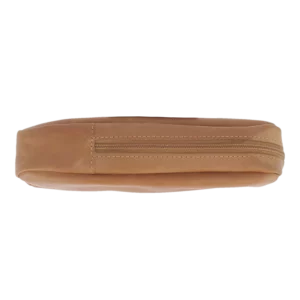 Vue dessous de la blague à tabac Savinelli vintage cuir camel – Accessoire pipe haut de gamme chez A La Civette