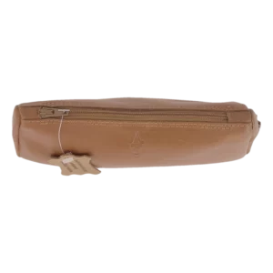Vue dessus de la blague à tabac Savinelli vintage cuir camel – Accessoire à pipes chez A La Civette