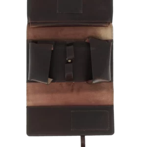 Blague à tabac roulante Chacom CC023 brun rétro ouverte – Accessoire pipe haut de gamme chez A La Civette