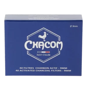 Boîte de filtres à pipe Chacom charbon 9 mm – vue de face.