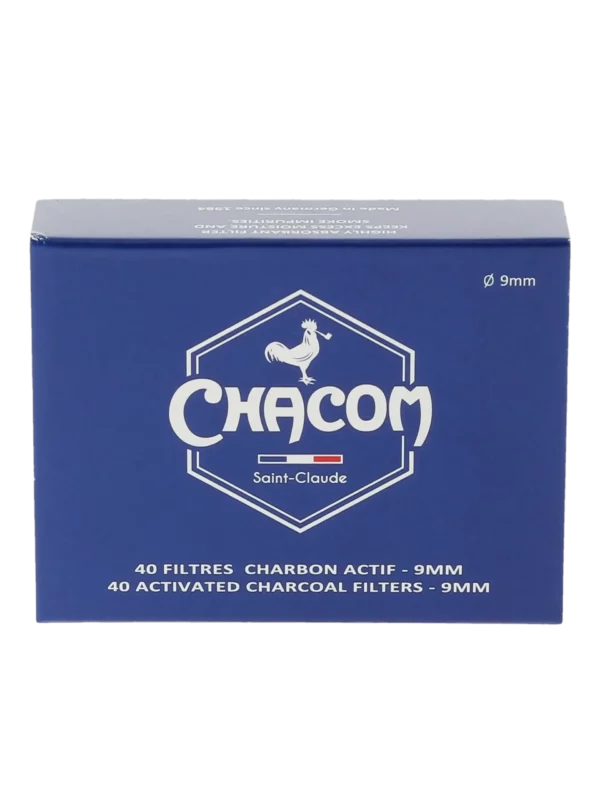 Boîte de filtres à pipe Chacom charbon 9 mm – vue de face.