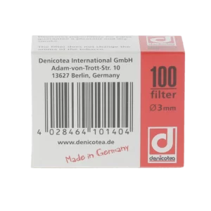 Boîte de 100 filtres à pipe Denicotea 3 mm – vue arrière.