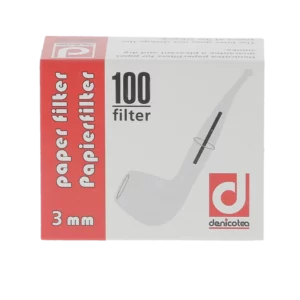 Boîte de 100 filtres à pipe Denicotea 3 mm – vue frontale.