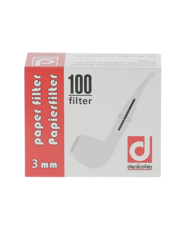 Boîte de 100 filtres à pipe Denicotea 3 mm – vue frontale.