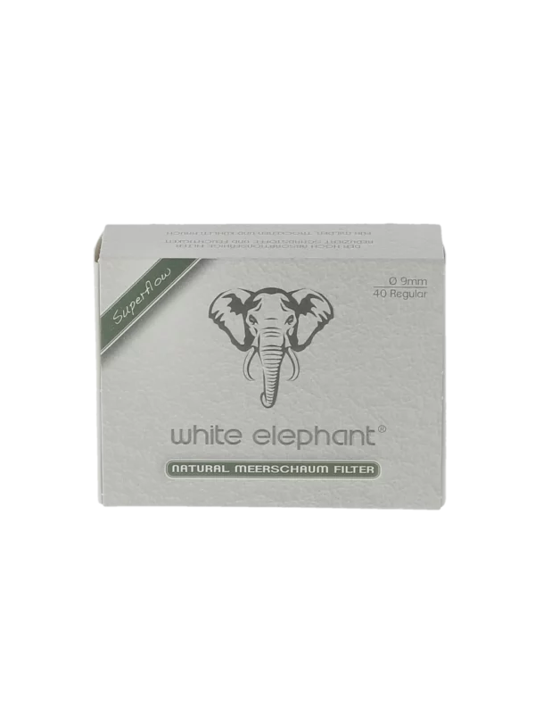 Boîte de 40 filtres à pipe White Elephant écume de mer 9 mm – vue frontale.