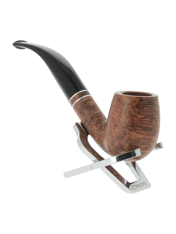 Porte-pipe Chacom CC300 pliable chrome avec une pipe posée.