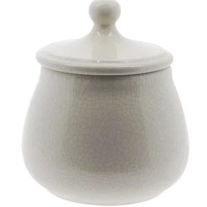 Pot à tabac Chacom CC603 blanc craquelé fermé avec couvercle.