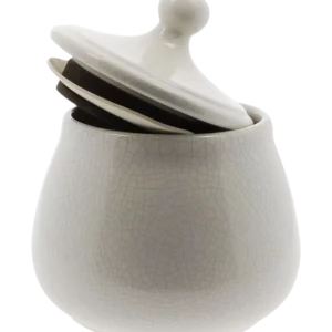 Pot à tabac Chacom CC603 blanc craquelé ouvert avec intérieur visible.