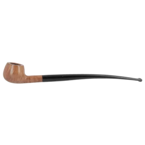 Pipe Savinelli Punto Oro Churchwarden 313 en finition naturelle, sans filtre, vue de profil - A La Civette.