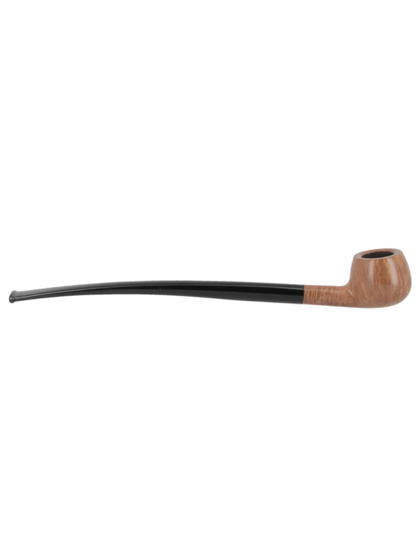 Pipe Savinelli Punto Oro Churchwarden 313 en finition naturelle, sans filtre, vue de profil inversé - A La Civette.