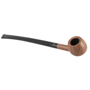 Pipe Savinelli Punto Oro Churchwarden 313 en finition naturelle, sans filtre, vue sous un angle trois-quarts - A La Civette.