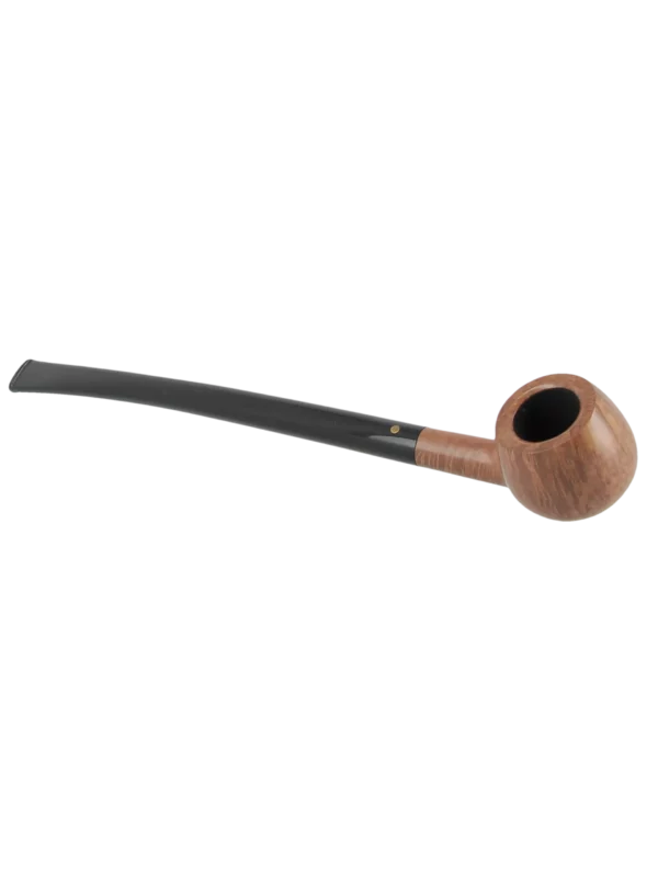 Pipe Savinelli Punto Oro Churchwarden 313 en finition naturelle, sans filtre, vue sous un angle trois-quarts - A La Civette.