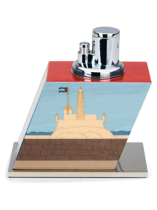 Profil du Petit Briquet de Table Elie Bleu Casa Cubana – accessoire à cigares raffiné chez A La Civette.
