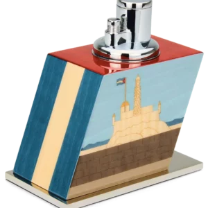Vue trois‑quarts du Petit Briquet de Table Casa Cubana Elie Bleu – accessoire à cigares haut de gamme chez A La Civette.