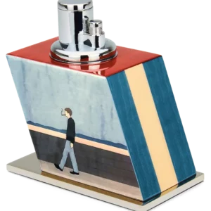 Petit Briquet de Table Casa Cubana Elie Bleu – vue trois‑quarts inversée, accessoire à cigares premium A La Civette.