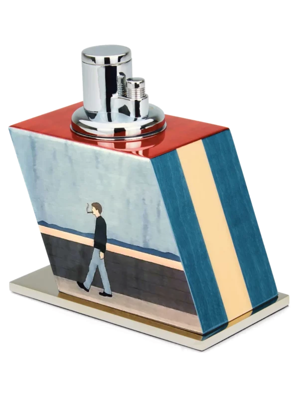 Petit Briquet de Table Casa Cubana Elie Bleu – vue trois‑quarts inversée, accessoire à cigares premium A La Civette.