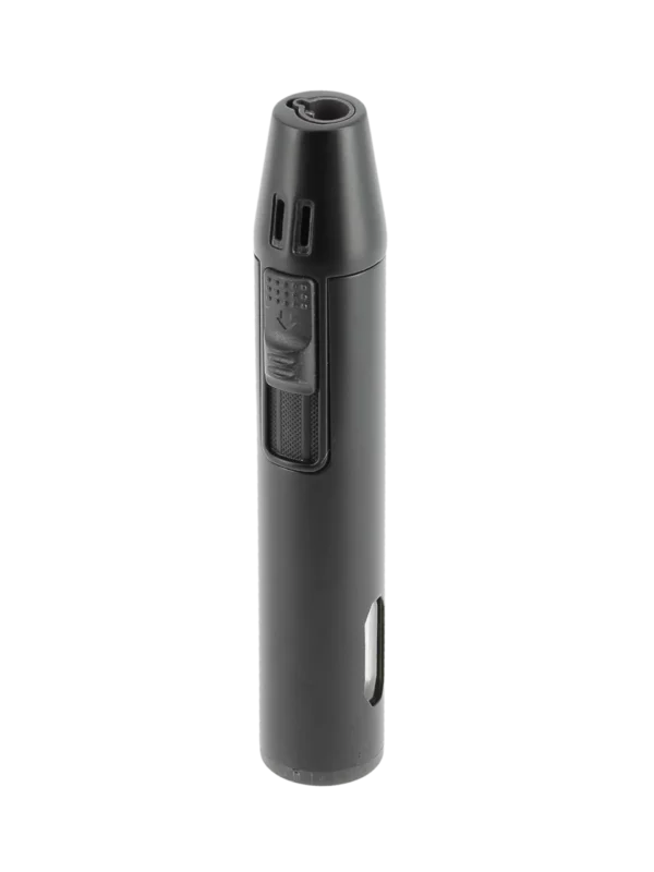 Briquet Mantis Caliber noir en vue trois-quarts – accessoire à cigares premium A La Civette Paris.