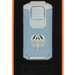Briquet Mantis Omni multifonction bleu présenté dans sa boîte – accessoire à cigares premium chez A La Civette Paris.