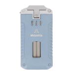 Face avant du briquet Mantis Omni multifonction bleu – accessoire à cigares design chez A La Civette.