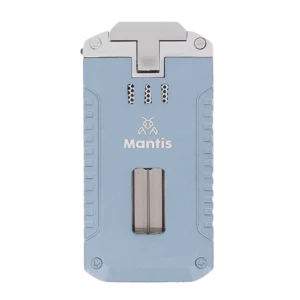 Face avant du briquet Mantis Omni multifonction bleu – accessoire à cigares design chez A La Civette.