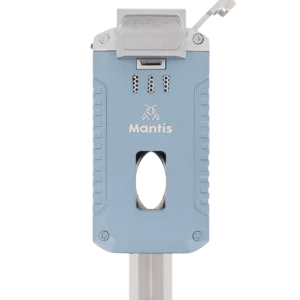 Briquet Mantis Omni multifonction bleu en position ouverte – face avant – accessoire à cigares haut de gamme chez A La Civette.