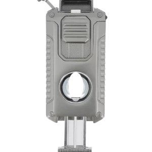 Vue arrière du briquet Mantis Omni multifonction gris en position ouverte – accessoire à cigares haut de gamme chez A La Civette.