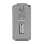 Vue de face du briquet Mantis Omni multifonction gris – accessoire à cigares design A La Civette Paris.