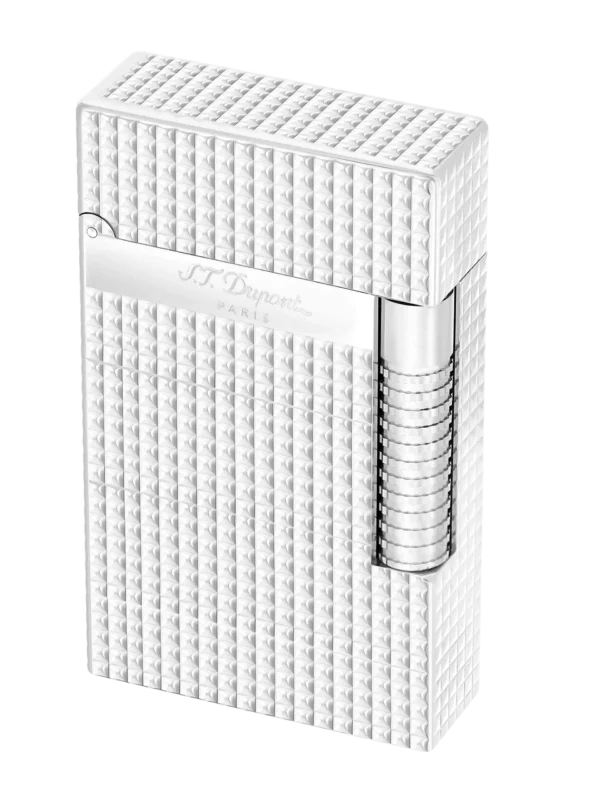 Briquet S.T. Dupont Le Grand Dupont Cling palladium pointe de diamant fermé – Vue trois quarts – A La Civette Paris.
