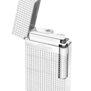 Briquet S.T. Dupont Le Grand Dupont Cling palladium pointe de diamant ouvert – Vue trois quarts – A La Civette Paris.