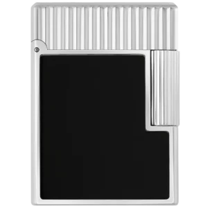 Briquet S.T. Dupont Ligne 1 laqué noir et palladium – Vue de face – A La Civette Paris.