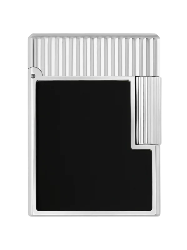 A-La-Civette-Accessoires-a-cigares-Briquets-S.T.Dupont-Ligne-1-laque-noir-palladium-face Briquet S.T. Dupont Ligne 1 laqué noir et palladium – Vue de face – A La Civette Paris.