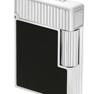 Briquet S.T. Dupont Ligne 1 laqué noir et palladium fermé – Vue trois quarts – A La Civette Paris.