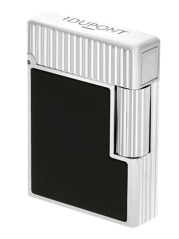 Briquet S.T. Dupont Ligne 1 laqué noir et palladium fermé – Vue trois quarts – A La Civette Paris.