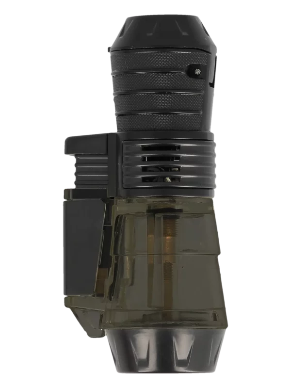 Vue arrière du briquet Vector Triforce smoke transparent – Accessoire moderne pour cigare, A La Civette.