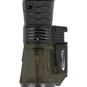 Briquet Vector Triforce smoke transparent – Vue de face – Accessoire pour cigare A La Civette.