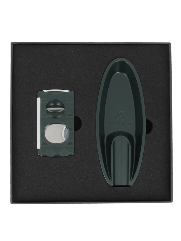 Coffret cadeau Mantis avec cendrier et coupe-cigare dans sa boîte – ensemble premium chez A La Civette.