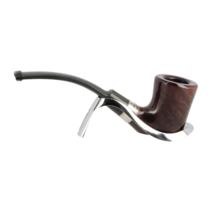 Pipe Dunhill Alexander Graham Bell 15/25, forme courbée finition brillante avec filtre 3 mm – Vue de profil inversé sur support – A La Civette Paris.