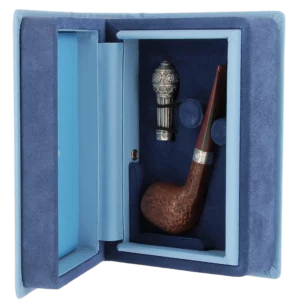 Coffret ouvert de la pipe Dunhill Montgolfier 15/40 avec filtre 3 mm – Présentation haut de gamme – A La Civette Paris.