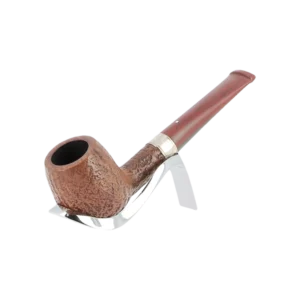 Pipe Dunhill Montgolfier 15/40 forme droite, finition sablée avec filtre 3 mm – Vue trois quarts sur support – A La Civette Paris.