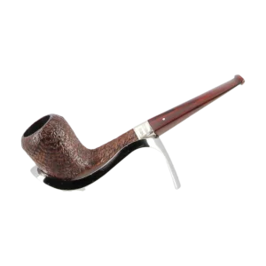 Pipe Dunhill Houdini Cumberland 15/35 forme droite, finition sablée avec filtre 3 mm – Vue de profil sur support – A La Civette Paris.